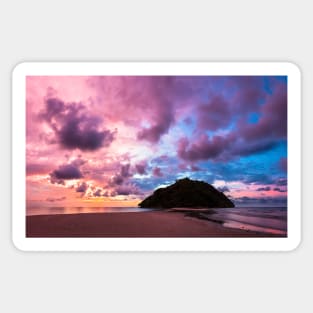 Tropical island and paradise beach at sunset Sticker